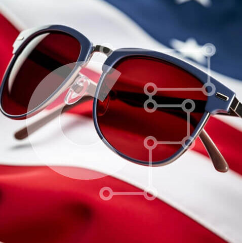 Intra Συλλεκτικό Ξύλινο Παζλ Plywood  4mm - Γυαλιά ηλίου στην αμερικανική σημαία Σε Ξύλινο Κουτί - Διαστάσεις Puzzle: 10x10 cm – 25 κομμάτια - Image 1