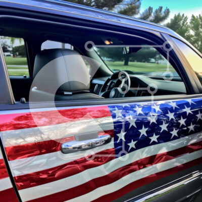 Intra Συλλεκτικό Ξύλινο Παζλ Plywood  4mm - Προσαρμοσμένο τζιπ με διακόσμηση αμερικανικής σημαίας Σε Ξύλινο Κουτί - Διαστάσεις Puzzle: 10x10 cm – 25 κομμάτια - Image 1