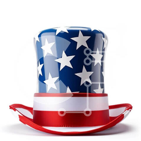 Intra Συλλεκτικό Ξύλινο Παζλ Plywood  4mm - Καπέλο με σχέδιο αμερικανικής σημαίας Σε Ξύλινο Κουτί - Διαστάσεις Puzzle: 10x10 cm – 25 κομμάτια - Image 1