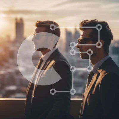 Intra Συλλεκτικό Ξύλινο Παζλ Plywood  4mm - Επιχειρηματικοί συνεργάτες που απολαμβάνουν το ηλιοβασίλεμα στο μπαλκόνι της πόλης Σε Ξύλινο Κουτί - Διαστάσεις Puzzle: 10x10 cm – 25 κομμάτια - Image 1