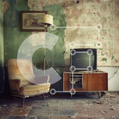 Intra Συλλεκτικό Ξύλινο Παζλ Plywood  4mm - Εγκαταλελειμμένο δωμάτιο με έπιπλα και τηλεόραση Σε Ξύλινο Κουτί - Διαστάσεις Puzzle: 10x10 cm – 25 κομμάτια - Image 1