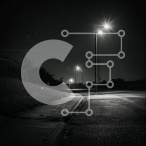 Intra Συλλεκτικό Ξύλινο Παζλ Plywood  4mm - Άδειος δρόμος τη νύχτα με φώτα του δρόμου και γρασίδι Σε Ξύλινο Κουτί - Διαστάσεις Puzzle: 10x10 cm – 25 κομμάτια