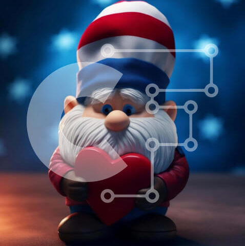 Intra Συλλεκτικό Ξύλινο Παζλ Plywood  4mm - Toy Gnome που γιορτάζει την 4η Ιουλίου με αμερικανική σημαία Σε Ξύλινο Κουτί - Διαστάσεις Puzzle: 10x10 cm – 25 κομμάτια - Image 1