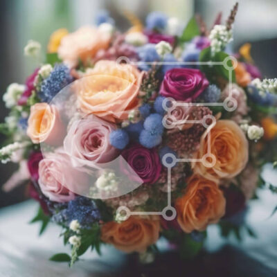 Intra Συλλεκτικό Ξύλινο Παζλ Plywood  4mm - Πολύχρωμο μπουκέτο λουλούδια σε ξύλινο τραπέζι Σε Ξύλινο Κουτί - Διαστάσεις: 10x10 cm – 25 κομμάτια - Image 1