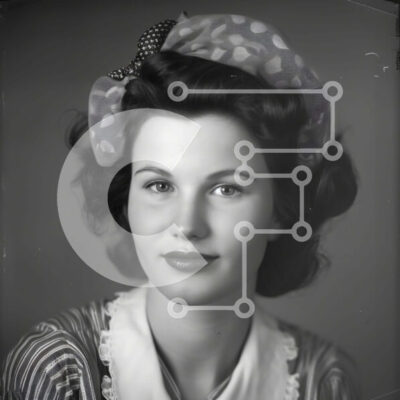 Intra Συλλεκτικό Ξύλινο Παζλ Plywood  4mm - Ηλικιωμένη γυναίκα με κορδέλα με κουκκίδες Σε Ξύλινο Κουτί - Διαστάσεις Puzzle: 10x10 cm – 25 κομμάτια - Image 1