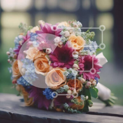 Intra Συλλεκτικό Ξύλινο Παζλ Plywood  4mm - Πολύχρωμο μπουκέτο λουλουδιών σε εξωτερικό πάγκο Σε Ξύλινο Κουτί - Διαστάσεις: 10x10 cm – 25 κομμάτια - Image 1