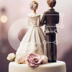 Intra Συλλεκτικό Ξύλινο Παζλ Plywood  4mm - Τοπέρ για γαμήλια τούρτα με ειδώλια νύφης και γαμπρού Σε Ξύλινο Κουτί - Διαστάσεις: 10x10 cm – 25 κομμάτια