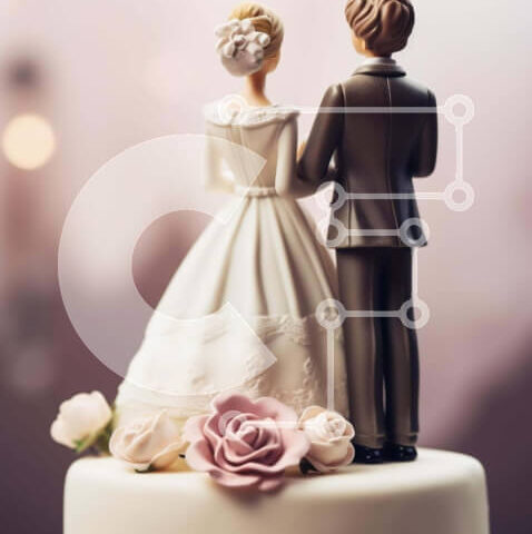 Intra Συλλεκτικό Ξύλινο Παζλ Plywood 4mm - Τοπέρ για γαμήλια τούρτα με ειδώλια νύφης και γαμπρού Σε Ξύλινο Κουτί - Διαστάσεις: 10x10 cm – 25 κομμάτια - Image 1