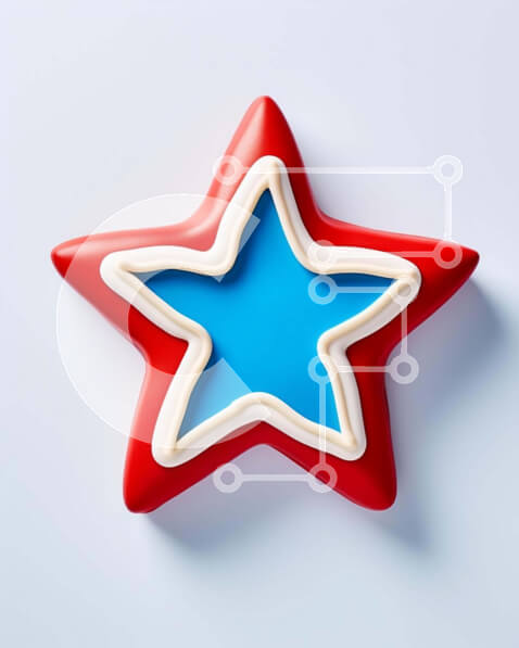 Intra Συλλεκτικό Ξύλινο Παζλ Plywood  4mm - Κόκκινο, μπλε και λευκό μπισκότο σε σχήμα αστεριού Σε Ξύλινο Κουτί - Διαστάσεις: 10x10 cm – 25 κομμάτια