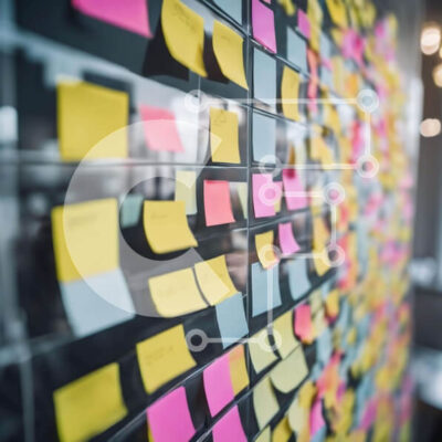 Intra Συλλεκτικό Ξύλινο Παζλ Plywood  4mm - Πολύχρωμος τοίχος Post-It με καρέκλες Σε Ξύλινο Κουτί - Διαστάσεις Puzzle: 10x10 cm – 25 κομμάτια - Image 1