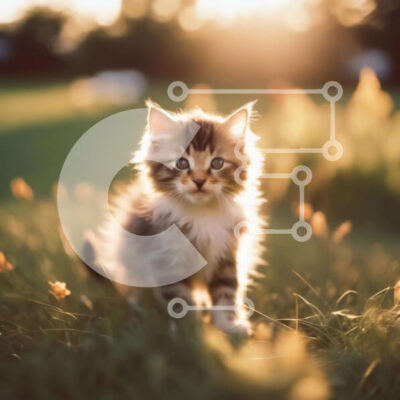 Intra Συλλεκτικό Ξύλινο Παζλ Plywood  4mm - Παιχνιδιάρικο γατάκι στο γρασίδι Σε Ξύλινο Κουτί - Διαστάσεις: 10x10 cm – 25 κομμάτια - Image 1