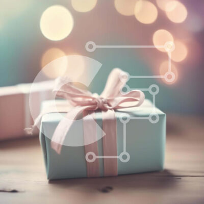 Intra Συλλεκτικό Ξύλινο Παζλ Plywood  4mm - Μπλε κουτιά δώρων με ροζ κορδέλες σε ξύλινο τραπέζι Σε Ξύλινο Κουτί - Διαστάσεις: 10x10 cm – 25 κομμάτια - Image 1