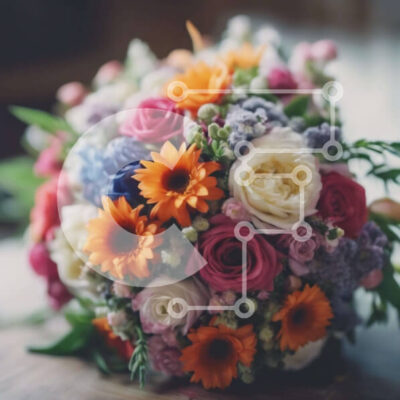 Intra Συλλεκτικό Ξύλινο Παζλ Plywood 4mm - Πολύχρωμο μπουκέτο λουλουδιών σε ξύλινο τραπέζι Σε Ξύλινο Κουτί - Διαστάσεις: 10x10 cm – 25 κομμάτια - Image 1