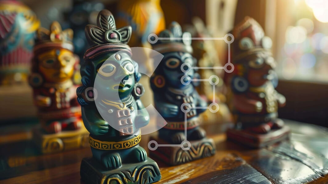 Intra Συλλεκτικό Ξύλινο Παζλ Plywood  4mm - Πολύχρωμα ειδώλια παιχνιδιών σε ξύλινο τραπέζι Σε Ξύλινο Κουτί - Διαστάσεις: 10x10 cm – 25 κομμάτια