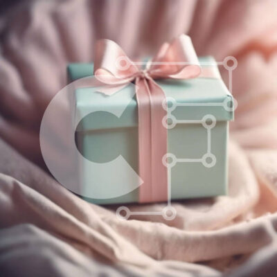 Intra Συλλεκτικό Ξύλινο Παζλ Plywood 4mm - Τυρκουάζ Κουτί δώρου με ροζ κορδέλα Σε Ξύλινο Κουτί - Διαστάσεις: 10x10 cm – 25 κομμάτια - Image 1