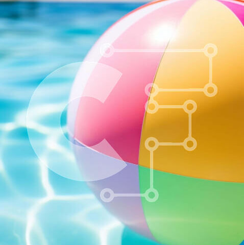 Intra Συλλεκτικό Ξύλινο Παζλ Plywood 4mm - Πολύχρωμη μπάλα παραλίας που επιπλέει στην πισίνα Σε Ξύλινο Κουτί - Διαστάσεις Puzzle: 10x10 cm – 25 κομμάτια - Image 1