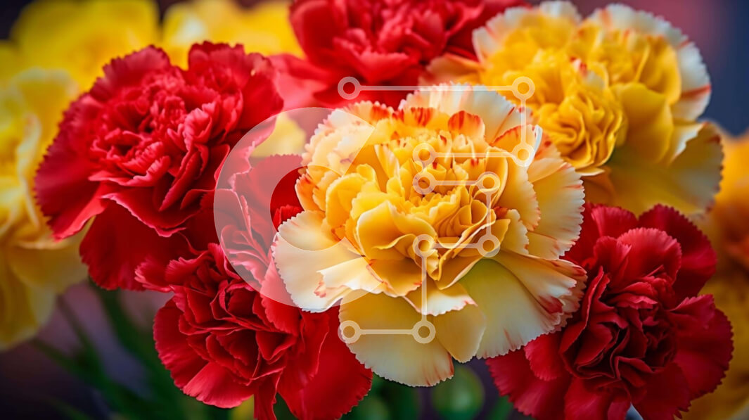 Intra Συλλεκτικό Ξύλινο Παζλ Plywood  4mm - Πολύχρωμο μπουκέτο γαρύφαλλο σε γυάλινο βάζο Σε Ξύλινο Κουτί - Διαστάσεις Puzzle: 10x10 cm – 25 κομμάτια