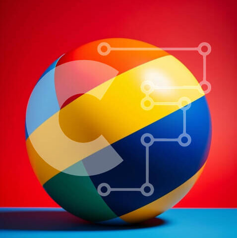 Intra Συλλεκτικό Ξύλινο Παζλ Plywood  4mm - Πολύχρωμη μπάλα παραλίας σε ζωντανό φόντο Σε Ξύλινο Κουτί - Διαστάσεις: 10x10 cm – 25 κομμάτια - Image 1