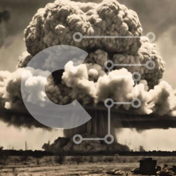 Intra Συλλεκτικό Ξύλινο Παζλ Plywood  4mm - Πυρηνική έκρηξη με σύννεφο μανιταριών Σε Ξύλινο Κουτί - Διαστάσεις Puzzle: 10x10 cm – 25 κομμάτια - Image 1