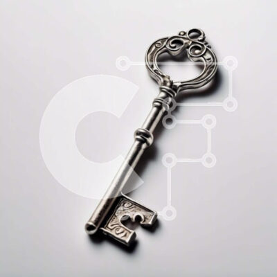 Intra Συλλεκτικό Ξύλινο Παζλ Plywood  4mm - Περίτεχνο ασημένιο κλειδί σε λευκό φόντο Σε Ξύλινο Κουτί - Διαστάσεις: 10x10 cm – 25 κομμάτια - Image 1