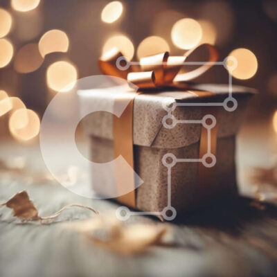 Intra Συλλεκτικό Ξύλινο Παζλ Plywood 4mm - Κουτί δώρου διακοπών με χρυσή κορδέλα Σε Ξύλινο Κουτί - Διαστάσεις: 10x10 cm – 25 κομμάτια - Image 1