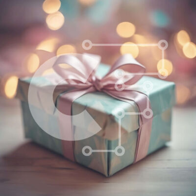 Intra Συλλεκτικό Ξύλινο Παζλ Plywood 4mm - Μπλε κουτί δώρου με ροζ κορδέλα Σε Ξύλινο Κουτί - Διαστάσεις Puzzle: 10x10 cm – 25 κομμάτια - Image 1