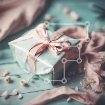 Intra Συλλεκτικό Ξύλινο Παζλ Plywood 4mm - Μπλε κουτί δώρου σε λουλούδια και πράσινο Σε Ξύλινο Κουτί - Διαστάσεις Puzzle: 10x10 cm – 25 κομμάτια - Image 1