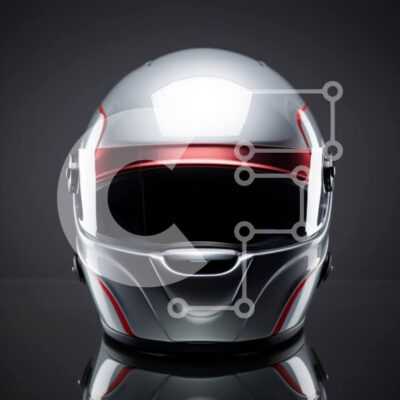 Intra Συλλεκτικό Ξύλινο Παζλ Plywood 4mm - Αγωνιστικό κράνος σε λευκό, ασημί και κόκκινο σε μαύρο φόντο Σε Ξύλινο Κουτί - Διαστάσεις Puzzle: 10x10 cm – 25 κομμάτια - Image 1