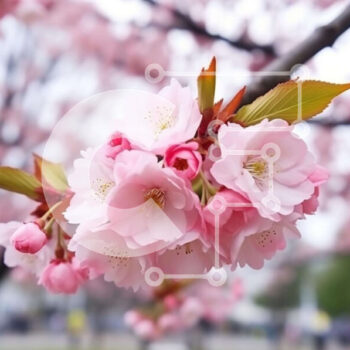 Intra Συλλεκτικό Ξύλινο Παζλ Plywood  4mm - Cherry Blossom Tree σε αστικό περιβάλλον Σε Ξύλινο Κουτί - Διαστάσεις: 10x10 cm – 25 κομμάτια - Image 1