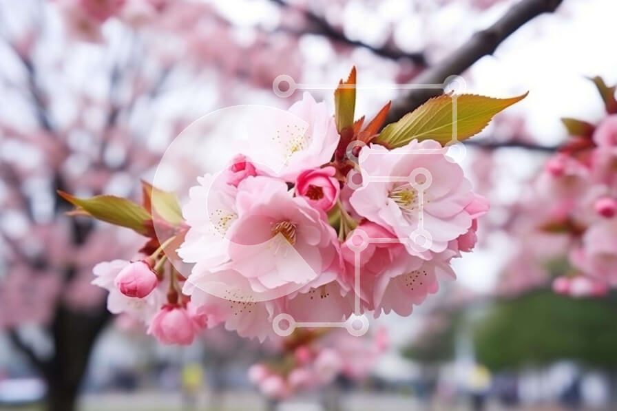 Intra Συλλεκτικό Ξύλινο Παζλ Plywood 4mm - Cherry Blossom Tree σε αστικό περιβάλλον Σε Ξύλινο Κουτί - Διαστάσεις: 10x10 cm – 25 κομμάτια - Image 1