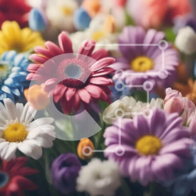 Intra Συλλεκτικό Ξύλινο Παζλ Plywood  4mm - Πολύχρωμο μπουκέτο λουλούδια με μαργαρίτες, τουλίπες και ασφόδελους Σε Ξύλινο Κουτί - Διαστάσεις: 10x10 cm – 25 κομμάτια - Image 1