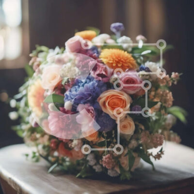 Intra Συλλεκτικό Ξύλινο Παζλ Plywood 4mm - Πολύχρωμο μπουκέτο λουλουδιών σε ξύλινο τραπέζι Σε Ξύλινο Κουτί - Διαστάσεις: 10x10 cm – 25 κομμάτια - Image 1