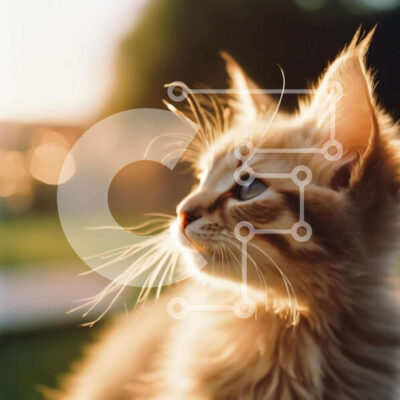 Intra Συλλεκτικό Ξύλινο Παζλ Plywood  4mm - Αξιολάτρευτη γάτα που κοιτάζει ψηλά στον ήλιο Σε Ξύλινο Κουτί - Διαστάσεις: 10x10 cm – 25 κομμάτια - Image 1