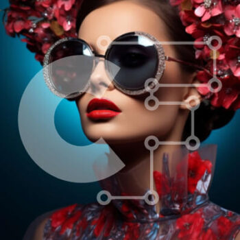 Intra Συλλεκτικό Ξύλινο Παζλ Plywood  4mm - Γυναίκα με κόκκινο λουλούδι και γυαλιά ηλίου Σε Ξύλινο Κουτί - Διαστάσεις Puzzle: 10x10 cm – 25 κομμάτια - Image 1