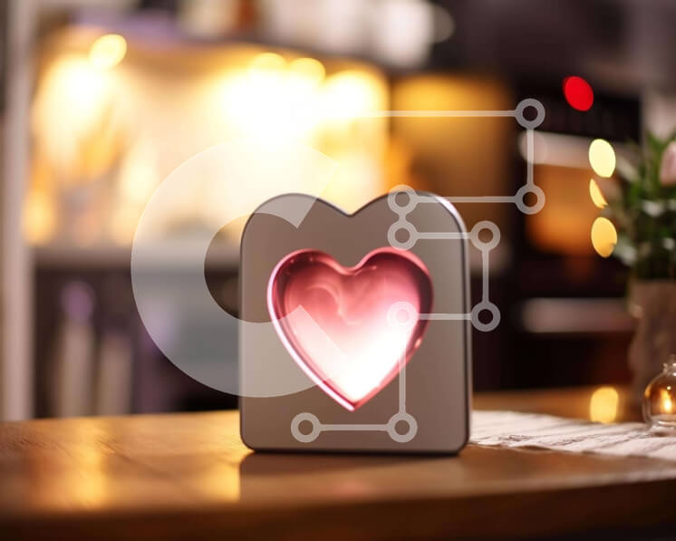 Intra Συλλεκτικό Ξύλινο Παζλ Plywood  4mm - Ρολόι σε σχήμα καρδιάς στην κουζίνα με κόκκινο φως Σε Ξύλινο Κουτί - Διαστάσεις: 10x10 cm – 25 κομμάτια