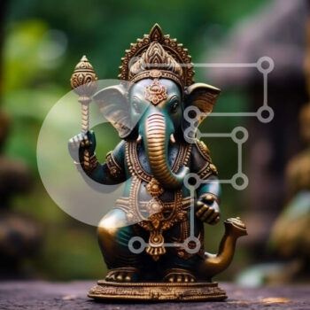 Intra Συλλεκτικό Ξύλινο Παζλ Plywood 4mm - Άγαλμα Ganesha - Αναπαράσταση του ινδουιστικού θεού Ganesha Σε Ξύλινο Κουτί - Διαστάσεις Puzzle: 10x10 cm – 25 κομμάτια - Image 1
