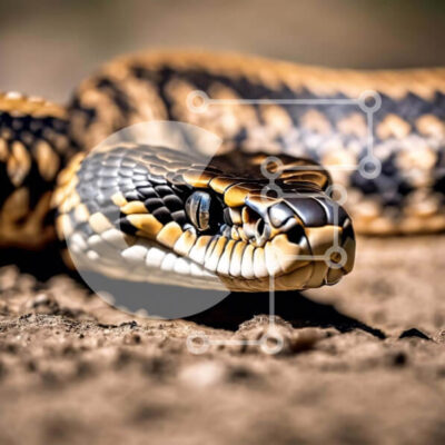 Intra Συλλεκτικό Ξύλινο Παζλ Plywood 4mm - Μαύρο και κίτρινο φίδι στο έδαφος Σε Ξύλινο Κουτί - Διαστάσεις: 10x10 cm – 25 κομμάτια - Image 1