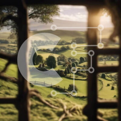 Intra Συλλεκτικό Ξύλινο Παζλ Plywood  4mm - Ειδυλλιακό καταπράσινο τοπίο με ξύλινη πόρτα και φράχτες Σε Ξύλινο Κουτί - Διαστάσεις: 10x10 cm – 25 κομμάτια - Image 1