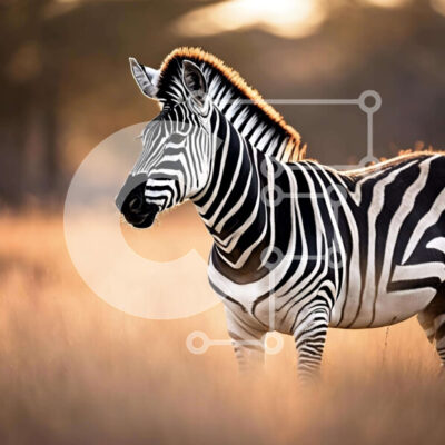 Intra Συλλεκτικό Ξύλινο Παζλ Plywood  4mm - Ζέβρα σε ανοιχτό γήπεδο με ψηλά χόρτα Σε Ξύλινο Κουτί - Διαστάσεις: 10x10 cm – 25 κομμάτια - Image 1