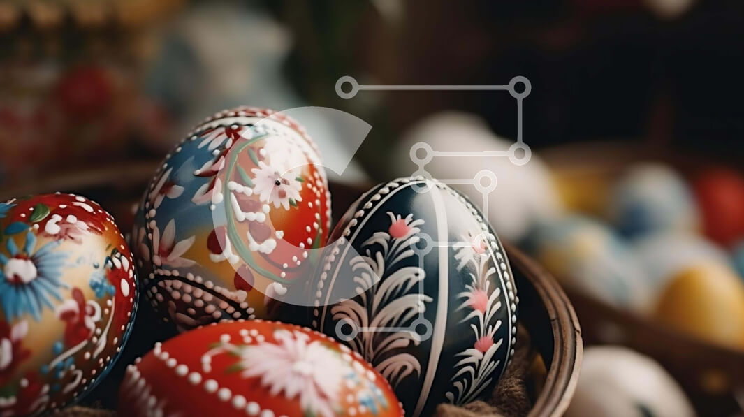 Intra Συλλεκτικό Ξύλινο Παζλ Plywood  4mm - Πολύχρωμα Πασχαλινά αυγά στο διακοσμητικό καλάθι Σε Ξύλινο Κουτί - Διαστάσεις: 10x10 cm – 25 κομμάτια