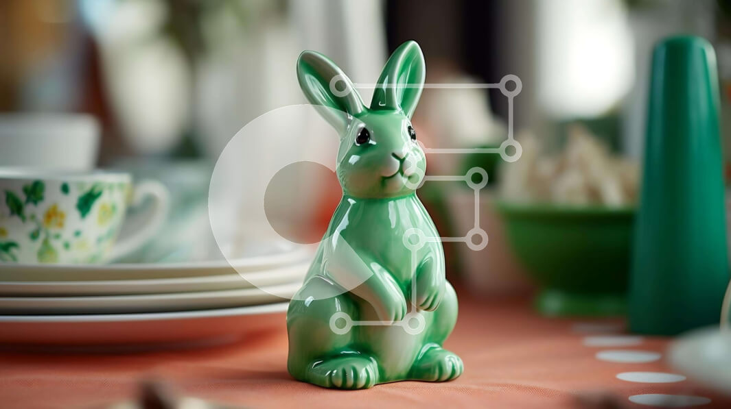 Intra Συλλεκτικό Ξύλινο Παζλ Plywood  4mm - Σετ πασχαλινό τραπέζι με ειδώλιο πράσινο λαγουδάκι Σε Ξύλινο Κουτί - Διαστάσεις: 10x10 cm – 25 κομμάτια