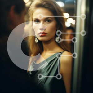 Intra Συλλεκτικό Ξύλινο Παζλ Plywood  4mm - Γυναίκα με κομψό φόρεμα κοιτάζοντας στον καθρέφτη Σε Ξύλινο Κουτί - Διαστάσεις Puzzle: 10x10 cm – 25 κομμάτια