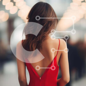 Intra Συλλεκτικό Ξύλινο Παζλ Plywood  4mm - Γυναίκα με κόκκινο φόρεμα σε πολυσύχναστους δρόμους της πόλης Σε Ξύλινο Κουτί - Διαστάσεις Puzzle: 10x10 cm – 25 κομμάτια