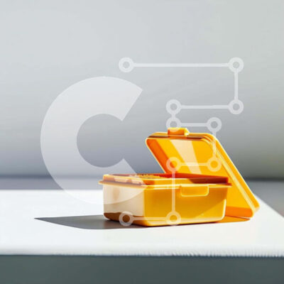 Intra Συλλεκτικό Ξύλινο Παζλ Plywood 4mm - Κίτρινο μεσημεριανό κουτί σε λευκό τραπέζι Σε Ξύλινο Κουτί - Διαστάσεις: 10x10 cm – 25 κομμάτια - Image 1