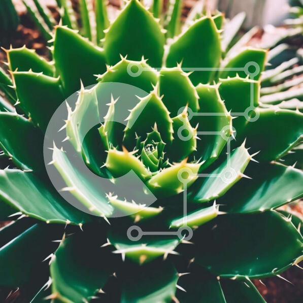 Intra Συλλεκτικό Ξύλινο Παζλ Plywood  4mm - Κοντινό πλάνο του φυτού Aloe Vera Σε Ξύλινο Κουτί - Διαστάσεις: 10x10 cm – 25 κομμάτια