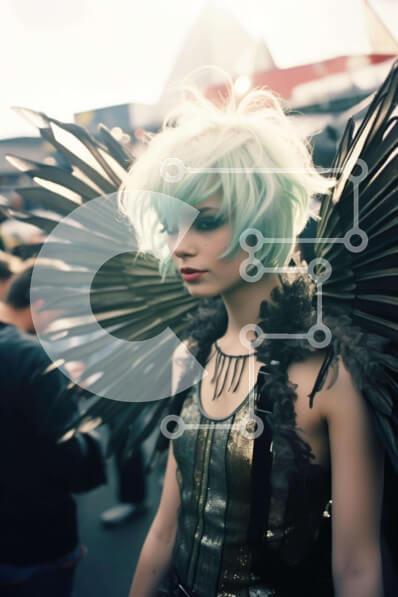 Intra Συλλεκτικό Ξύλινο Παζλ Plywood  4mm - Γυναίκα με περίτεχνο κοστούμι με πολύχρωμα φτερά Σε Ξύλινο Κουτί - Διαστάσεις Puzzle: 10x10 cm – 25 κομμάτια