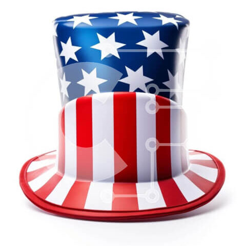 Intra Συλλεκτικό Ξύλινο Παζλ Plywood 4mm - Πατριωτικό καπέλο με σχέδιο αμερικανικής σημαίας Σε Ξύλινο Κουτί - Διαστάσεις Puzzle: 10x10 cm – 25 κομμάτια - Image 1