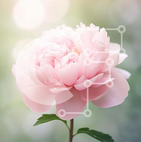 Intra Συλλεκτικό Ξύλινο Παζλ Plywood  4mm - Ροζ λουλούδι παιώνιας σε πλήρη άνθιση Σε Ξύλινο Κουτί - Διαστάσεις: 10x10 cm – 25 κομμάτια - Image 1