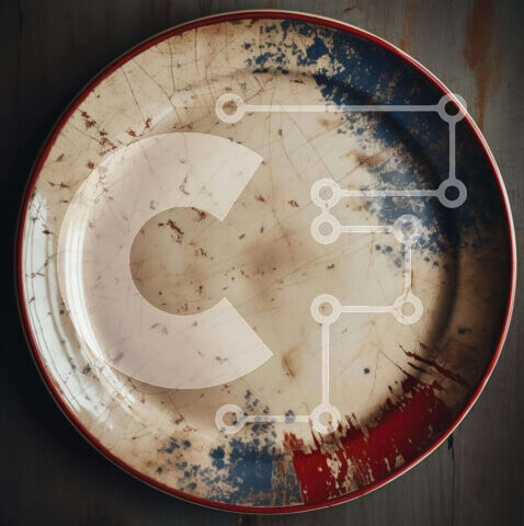 Intra Συλλεκτικό Ξύλινο Παζλ Plywood  4mm - Σκουριασμένο διακοσμητικό πιάτο σε ξύλινο τραπέζι Σε Ξύλινο Κουτί - Διαστάσεις: 10x10 cm – 25 κομμάτια - Image 1