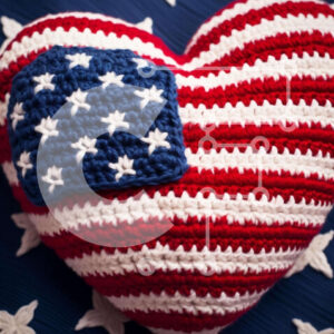 Intra Συλλεκτικό Ξύλινο Παζλ Plywood  4mm - Αμερικανική σημαία με κροσέ καρδιά Σε Ξύλινο Κουτί - Διαστάσεις Puzzle: 10x10 cm – 25 κομμάτια